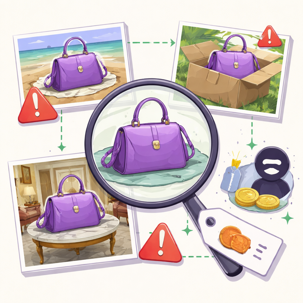 Illustration pour "Les <strong>signes d’une annonce suspecte</strong> dans les photos, le prix et le profil vendeur"