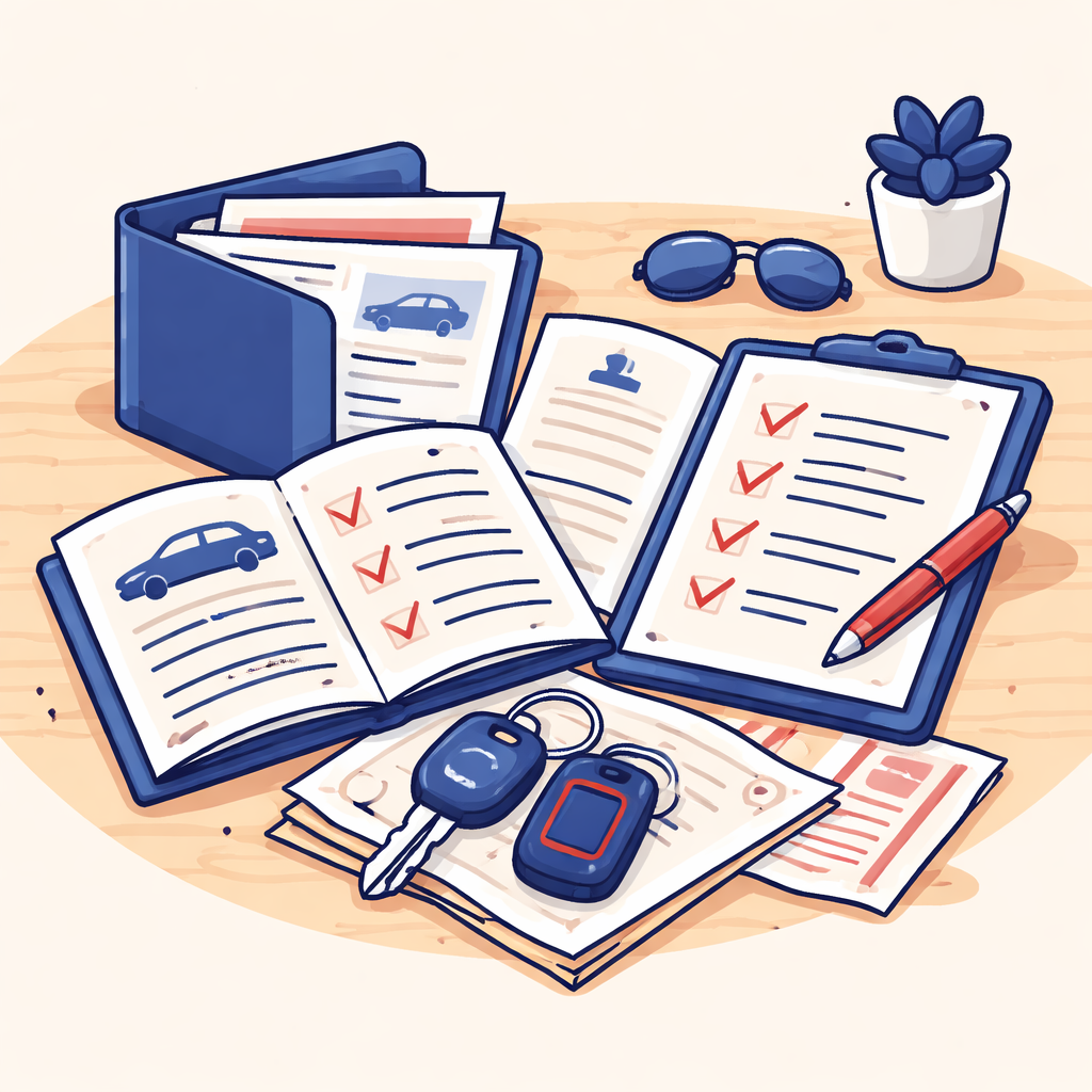 Illustration pour "Fahrzeug vorbereiten: Zustand, Unterlagen und Nachweise"
