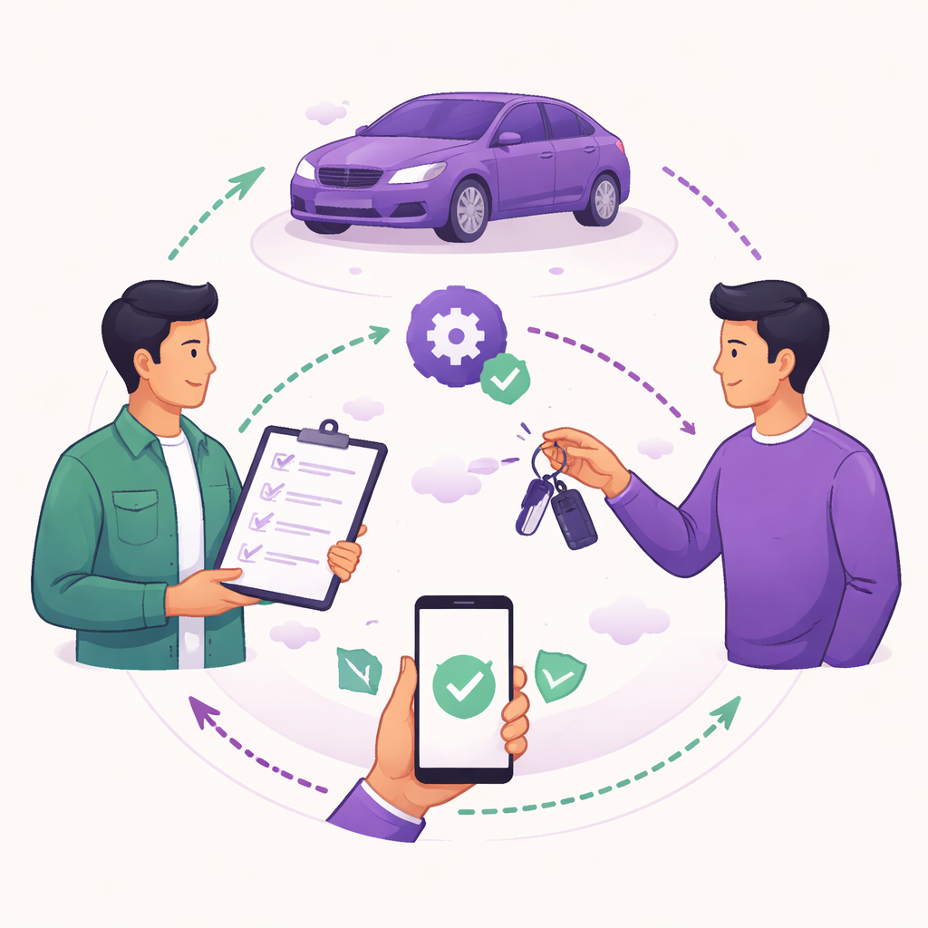 Illustration pour "Zahlung und Übergabe: sicherer Ablauf mit technischer Koordination"