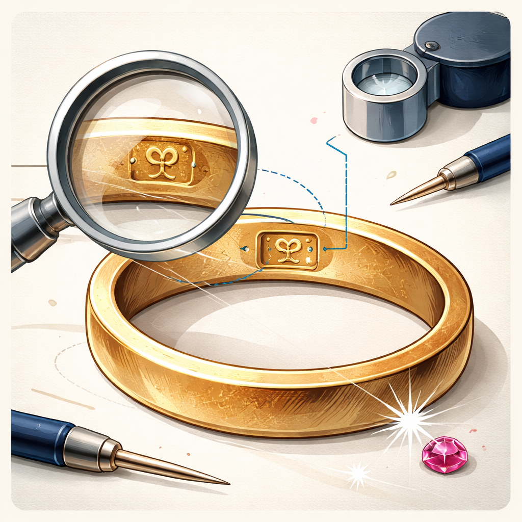 Illustration pour "Poinçon or signification : comment lire les marquages d’un bijou"