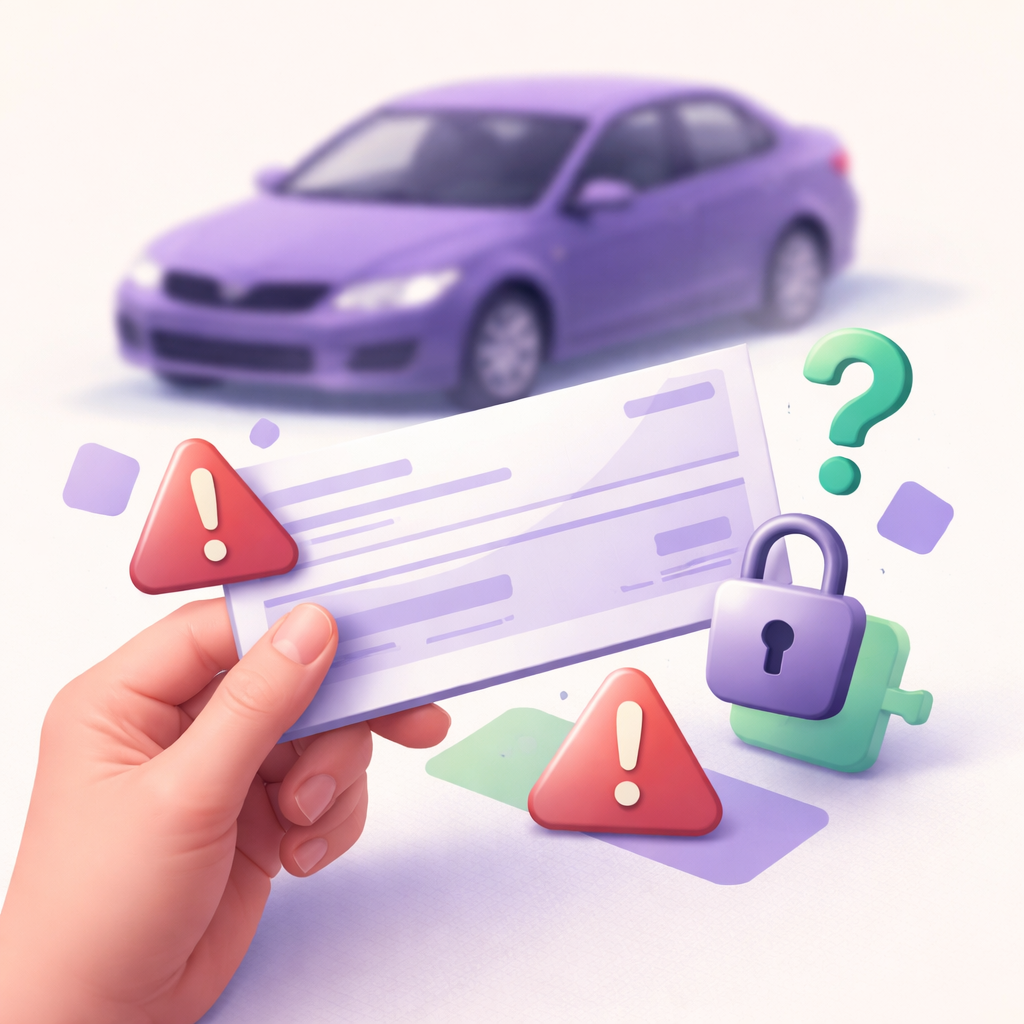 Illustration pour "Les principaux risques du chèque de banque en vente de voiture"