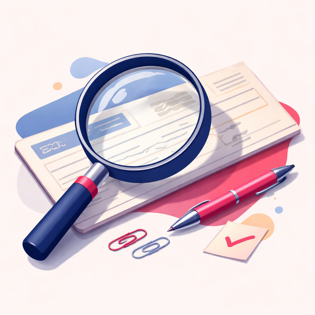 Illustration pour "Un chèque de banque se vérifie d'abord visuellement"