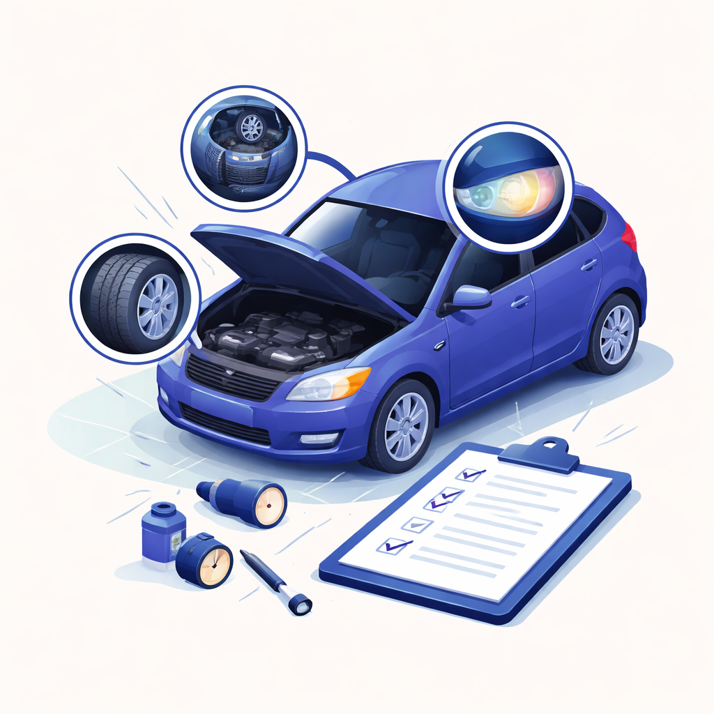 Illustration pour "Avant de rouler, la <strong>essai routier voiture occasion checklist</strong> commence à l’arrêt"