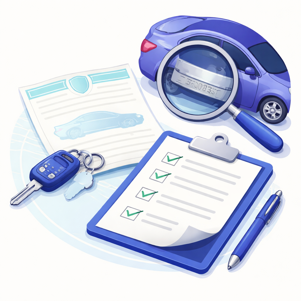 Illustration pour "Check the VIN, title, and vehicle history carefully"