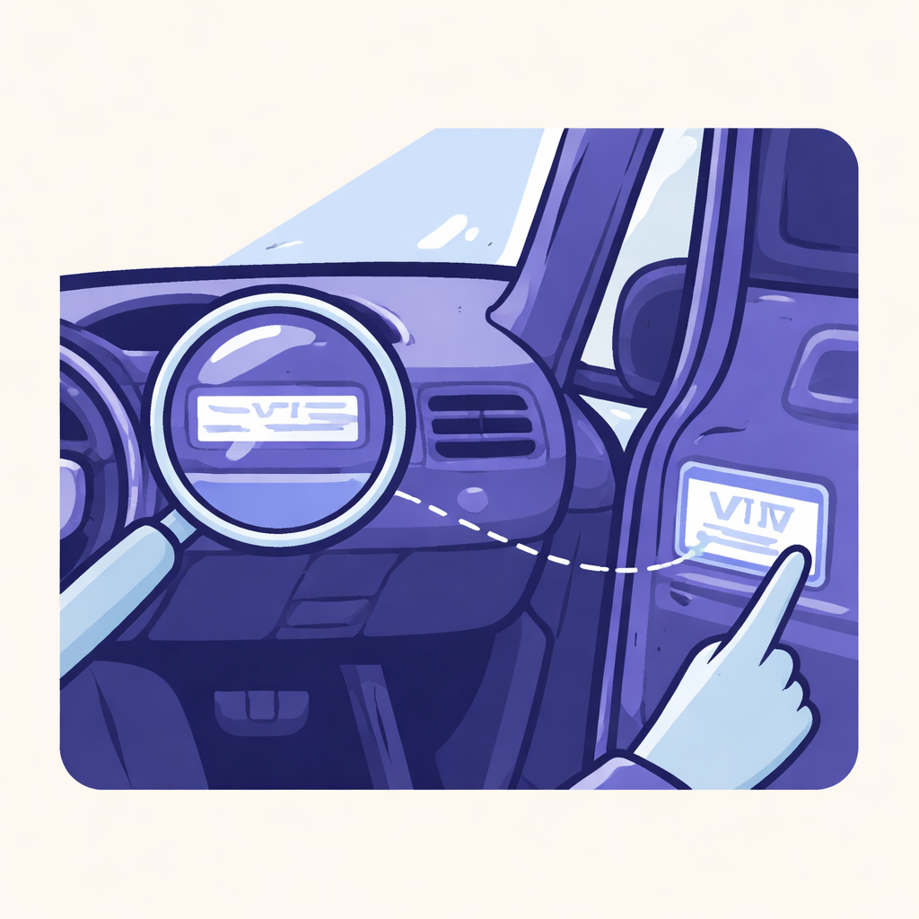Illustration pour "Where to find the VIN on the vehicle and paperwork"