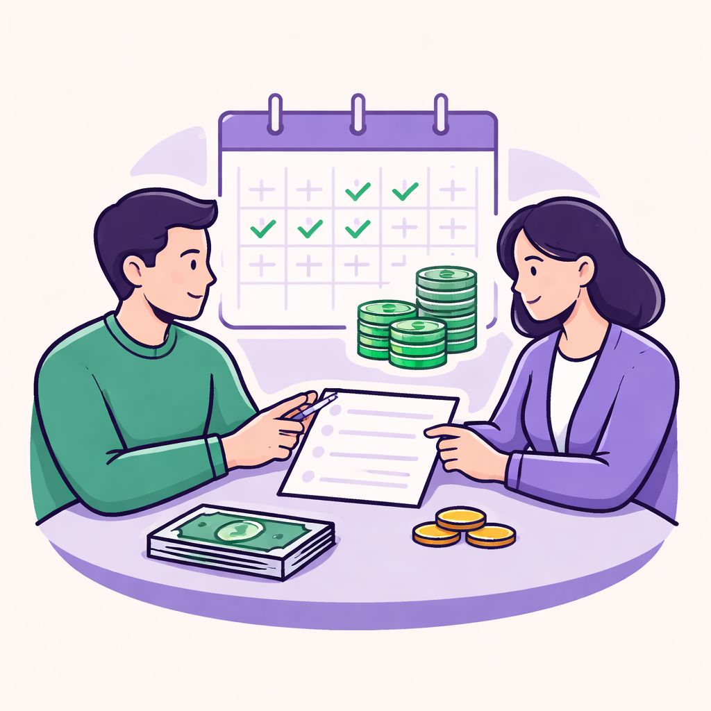 Illustration pour "Le <strong>paiement échelonné entre particuliers sans banque</strong> repose d’abord sur un accord écrit"