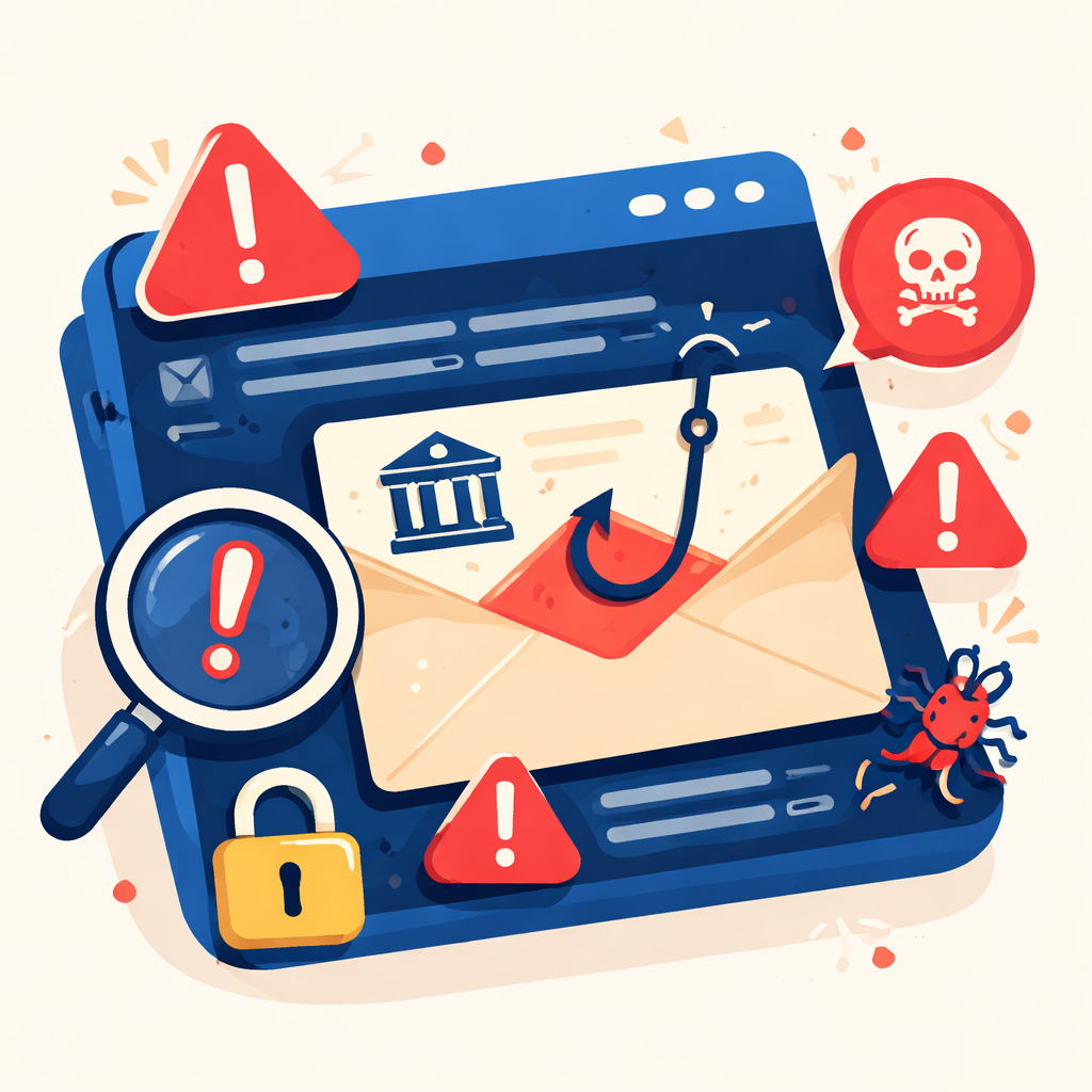 Illustration pour "Phishing bancaire reconnaître commence par 7 signaux d'alerte"