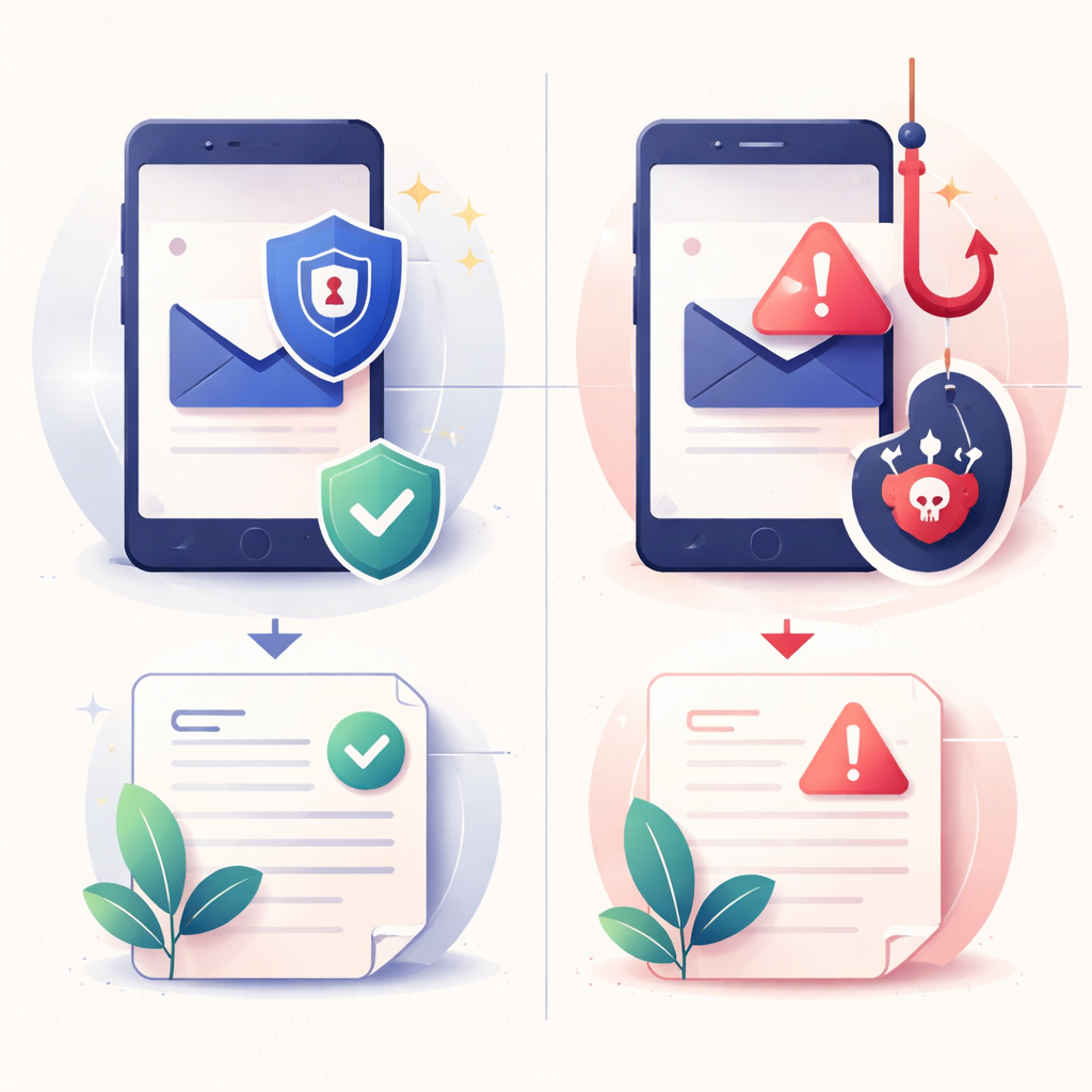 Illustration pour "Diferencias entre mensaje legítimo y fraude bancario"