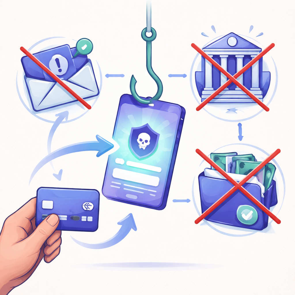 Illustration pour "Cosa non farà quasi mai una banca in una comunicazione legittima"