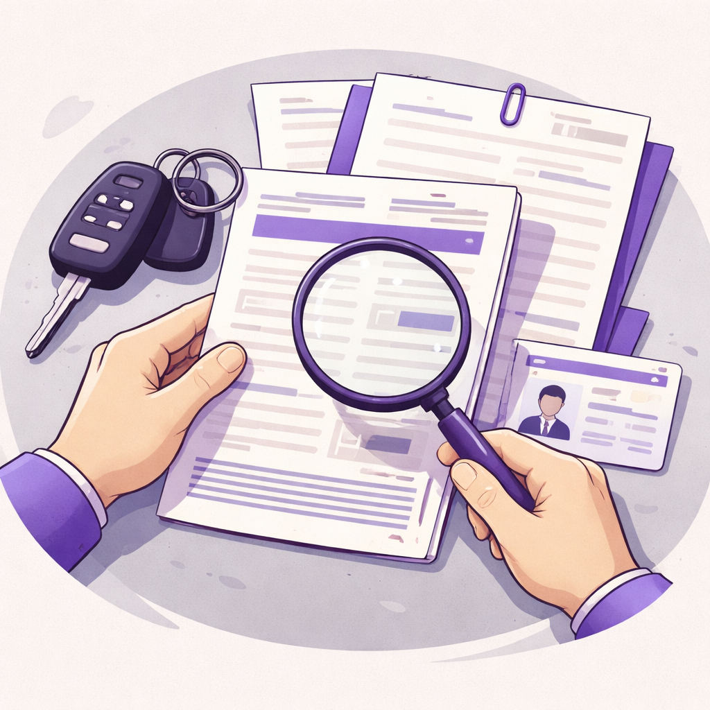 Illustration pour "Quels documents contrôler pour <strong>sécuriser l'achat d'une voiture d'occasion</strong>"