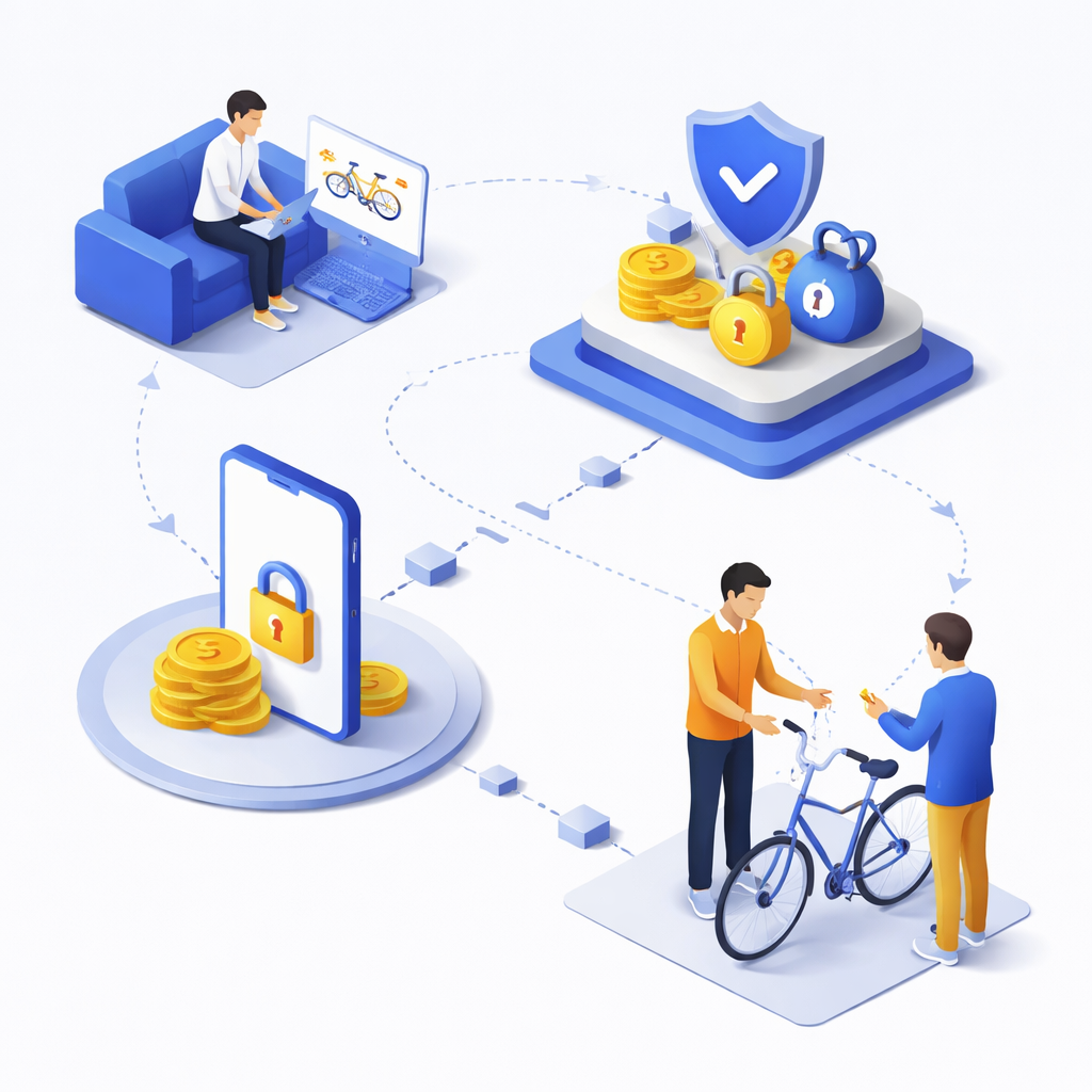 Illustration pour "Comment fonctionne un <strong>tiers de confiance paiement</strong> dans une vente entre particuliers"