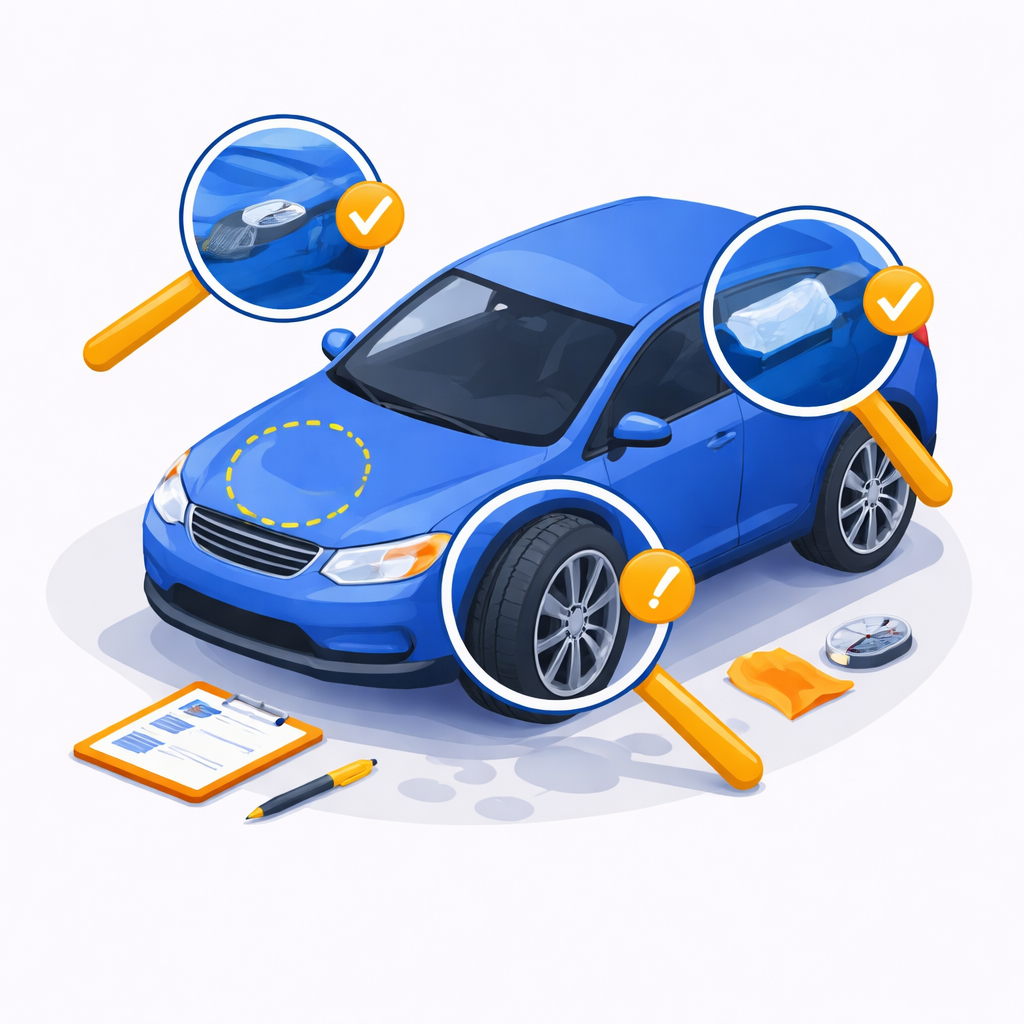 Illustration pour "<strong>Punti da verificare auto seconda mano</strong> all'esterno"