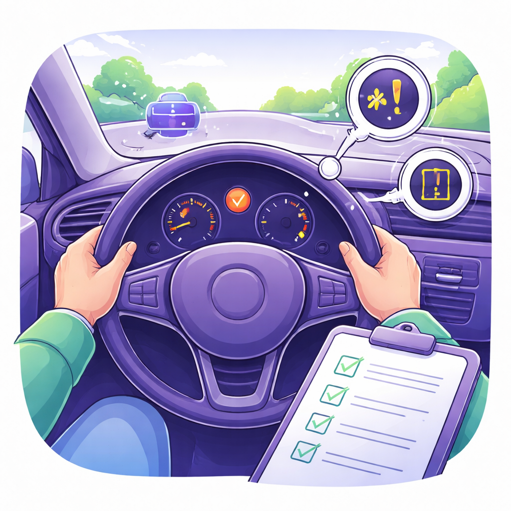 Illustration pour "La prova su strada nella <strong>verifica auto usata prima dell'acquisto checklist</strong>"