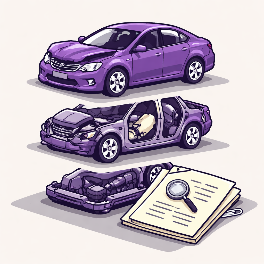Illustration pour "Acheter une voiture accidentée présente des risques précis"