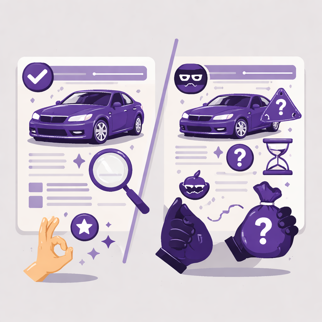 Illustration pour "Die häufigsten Warnzeichen: So erkennen Sie eine <strong>autoanzeige verdächtig</strong>"